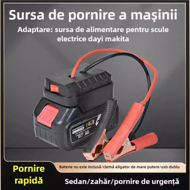 🚗🧰Convertor multifuncțional pentru pornire de urgență a bateriei auto【(interfață USB dublă)】