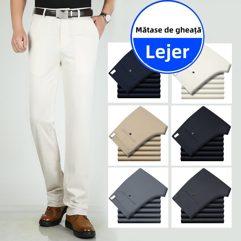 👖 Pantaloni business casual slim-fit de primăvară/vară cu picioare drepte, picioare largi și pantaloni elastici