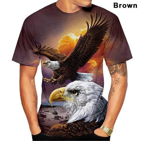 【XSS-4XL】🎈🎈🧑2024 New Eagle Fashion Print Tricou pentru bărbați