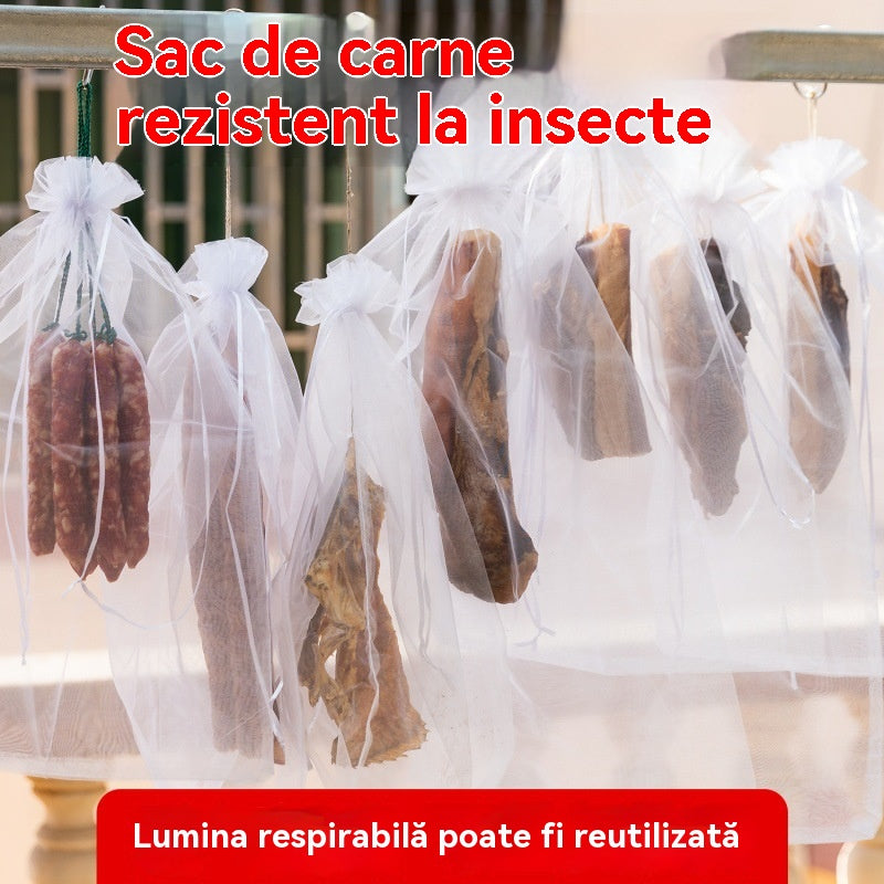 🐷🐮🍖【40 buc】Punga speciala de tifon pentru uscarea carnii de porc pentru prevenirea insectelor si pasarilor