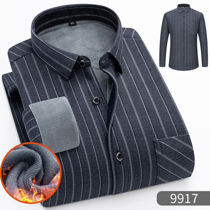 🔥【Reducere de 50% cu termen limitat】👔【L-5XL】Cămașă călduroasă de afaceri cu mânecă lungă toamna și iarna 3854311