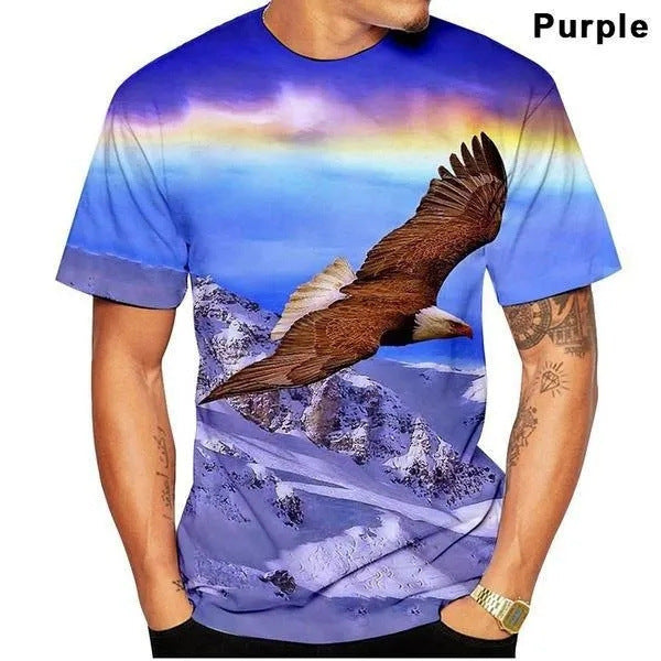 【XSS-4XL】🎈🎈🧑2024 New Eagle Fashion Print Tricou pentru bărbați