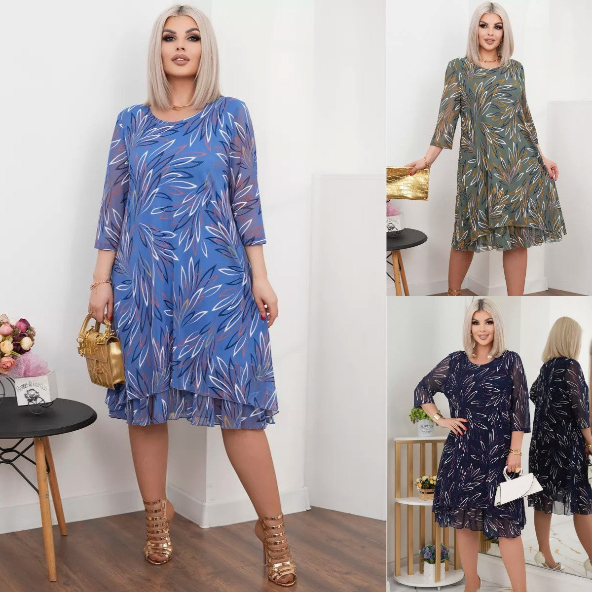 👗【S-5XL】Rochie imprimată pentru femei de mărime mare