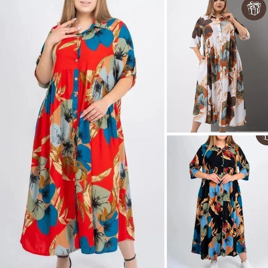 🌹 Rochia cu imprimeu plus size este la modă, elegantă și temperamentală