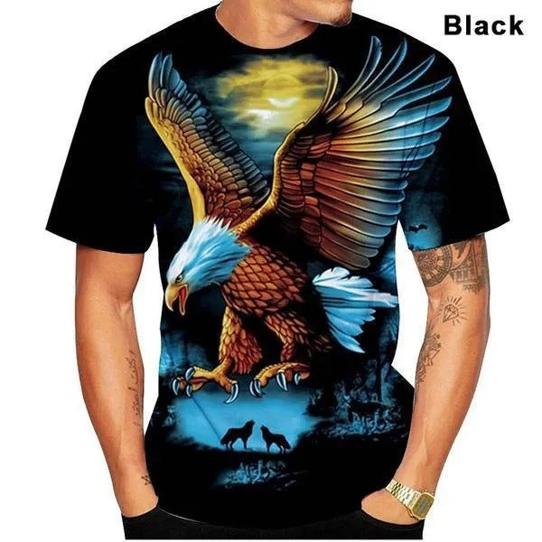 【XSS-4XL】🎈🎈🧑2024 New Eagle Fashion Print Tricou pentru bărbați