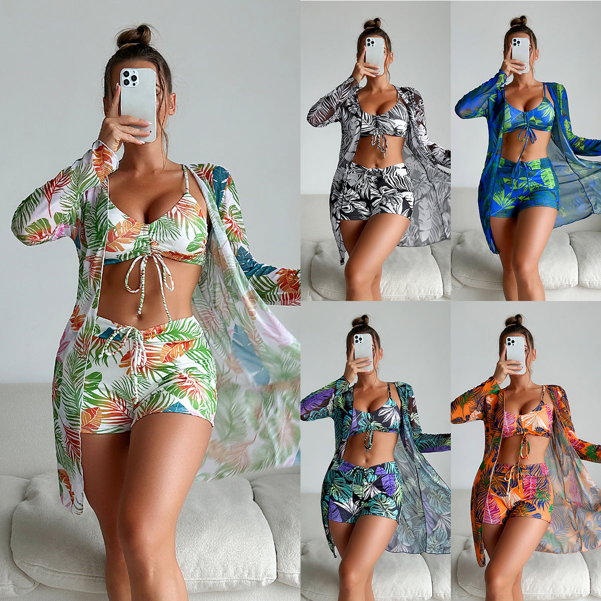 【Vânzare fierbinte】👙 Noul costum de baie din trei piese de modă nouă, mai multe culori disponibile