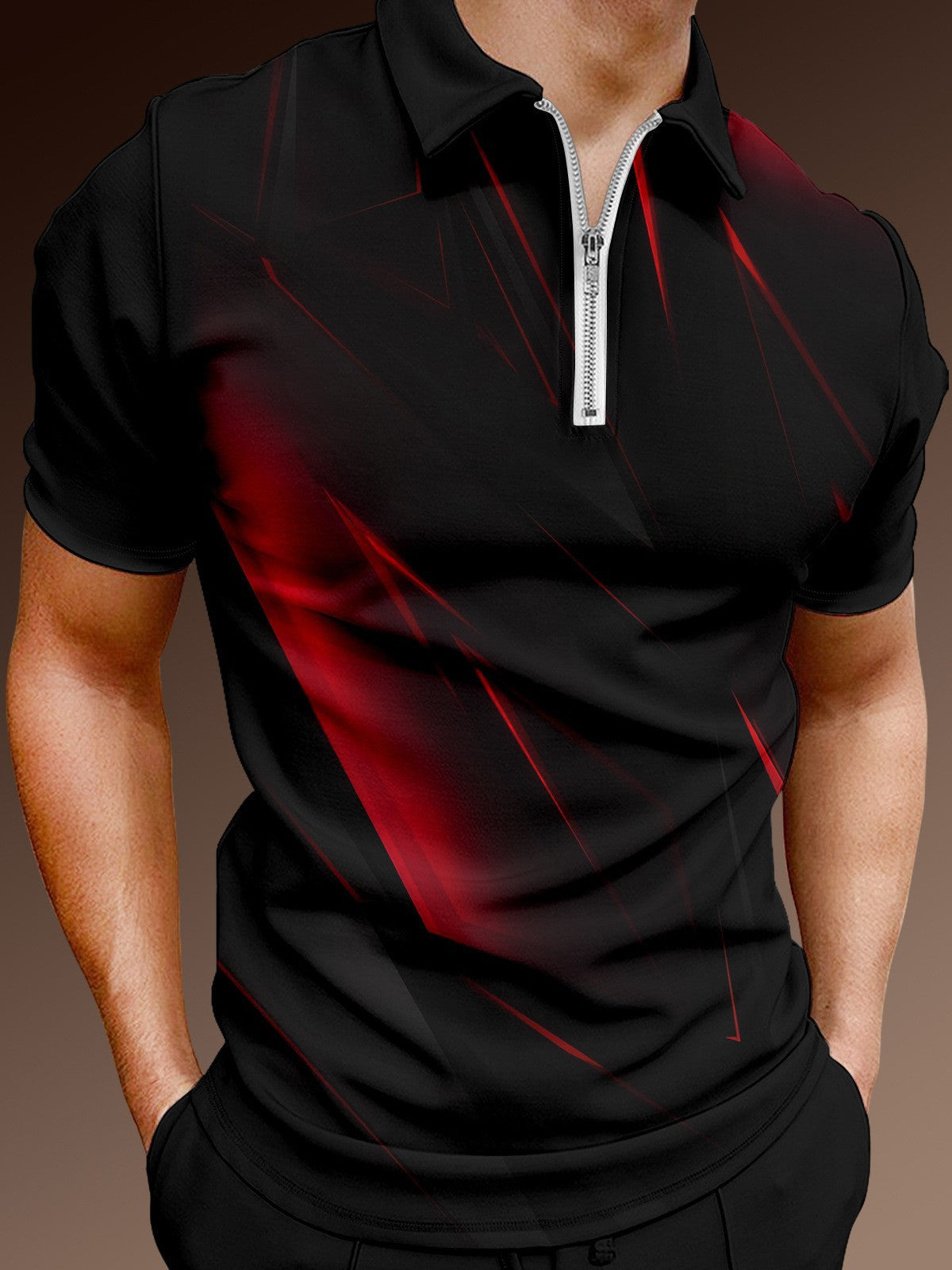 🔥Tricou polo sport cu rever cu imprimare 3D pentru bărbați