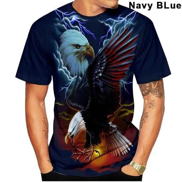 【XSS-4XL】🎈🎈🧑2024 New Eagle Fashion Print Tricou pentru bărbați