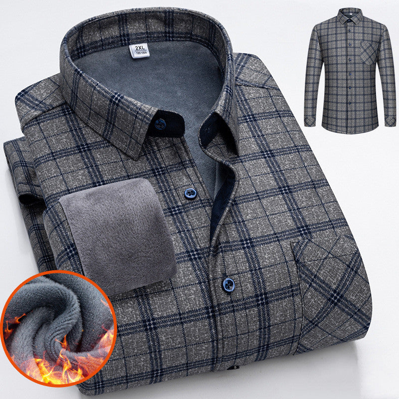 🔥【Reducere de 50% cu termen limitat】👔【L-5XL】Cămașă călduroasă de afaceri cu mânecă lungă toamna și iarna 3854311