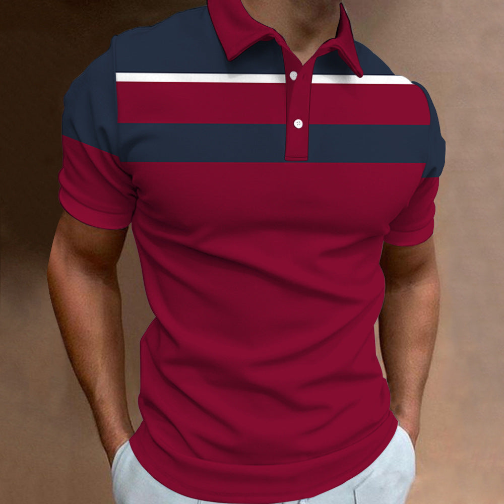 👔【S-6XL】Tricou POLO pentru bărbați cu dungi noi de vară, imprimat 3D