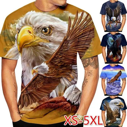 【XSS-4XL】🎈🎈🧑2024 New Eagle Fashion Print Tricou pentru bărbați