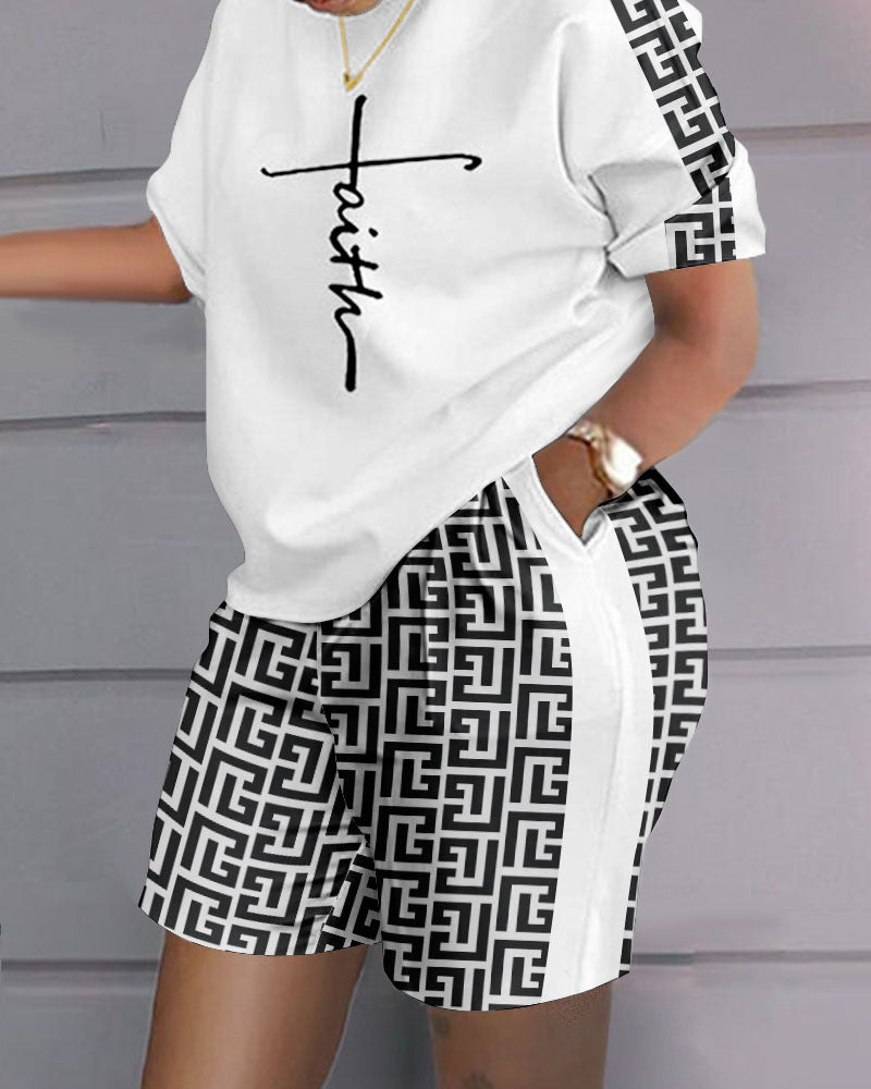 😍Costum casual în stil hip-hop (top + pantaloni scurți)