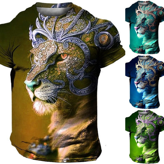 Tricou polo bărbați cu imprimare 3d cu leu