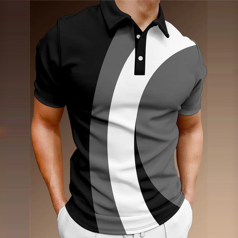 👔【S-5XL】Tricou POLO pentru bărbați cu dungi noi de vară, imprimat 3D-3651813