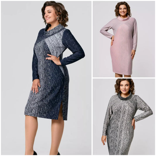 🌻【S-5XL】Rochie îngroșată cu decolteu înalt de toamnă și iarnă