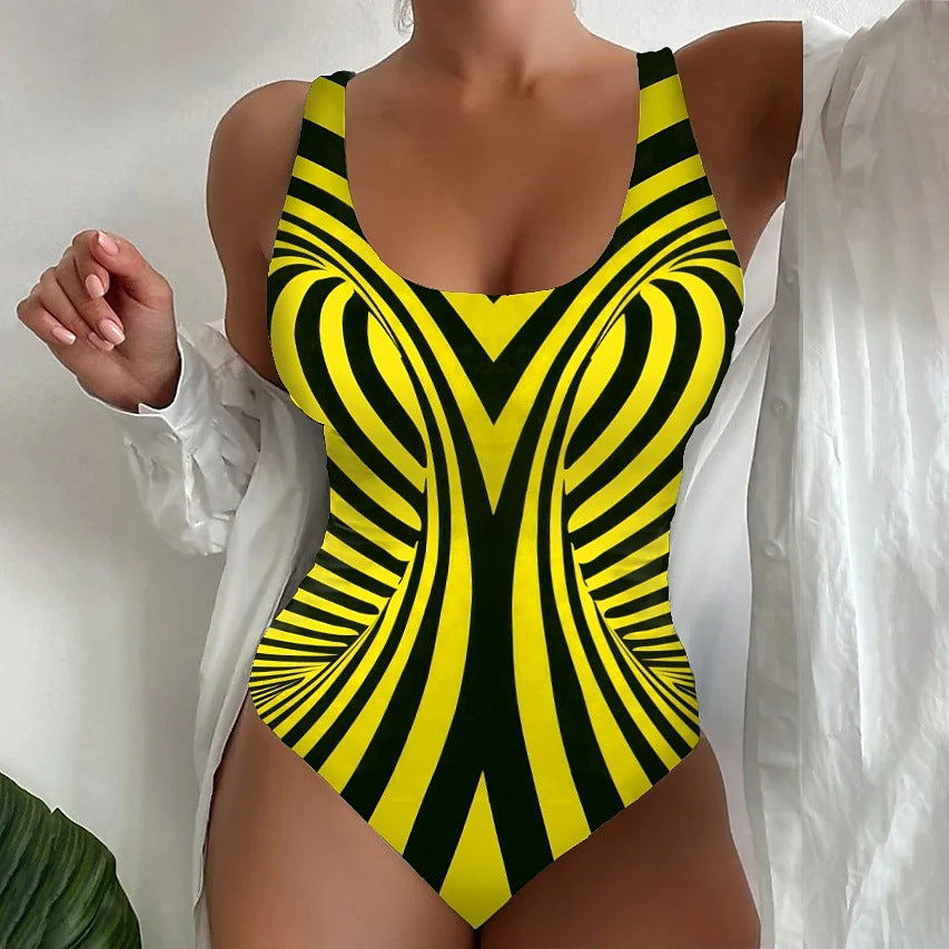 【S~6XL】Costum de baie sexy, dintr-o singură piesă, cu model în dungi