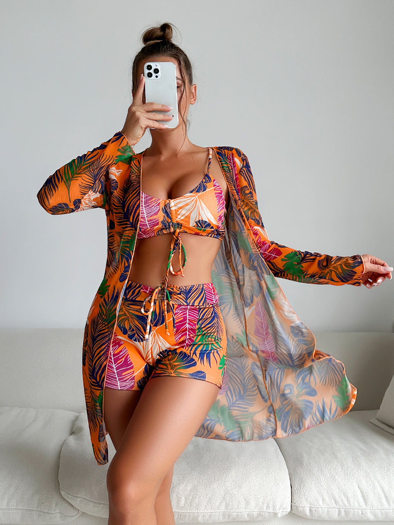 【Vânzare fierbinte】👙 Noul costum de baie din trei piese de modă nouă, mai multe culori disponibile