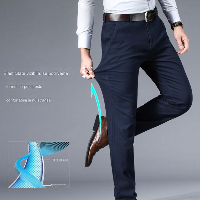 👖 Pantaloni business casual slim-fit de primăvară/vară cu picioare drepte, picioare largi și pantaloni elastici