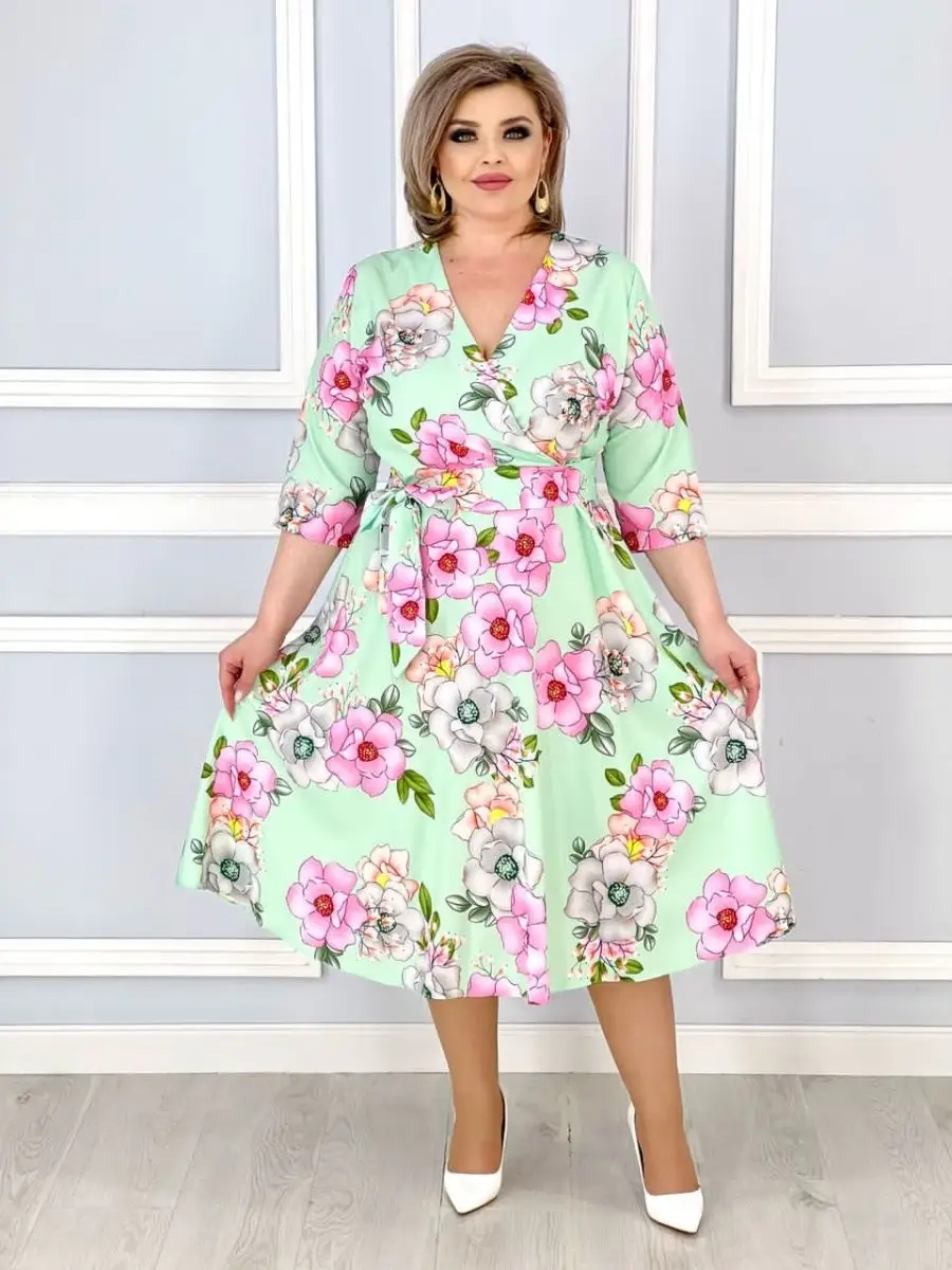 👗Vara noua serie florală de vară rochie elegantă cu decolteu în V